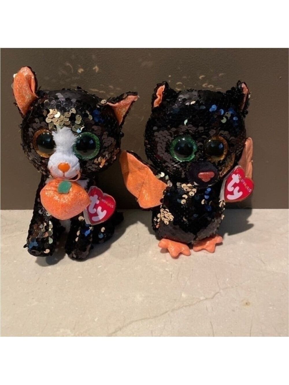 Ty Beanie flippables Jinx and Omen Halloween